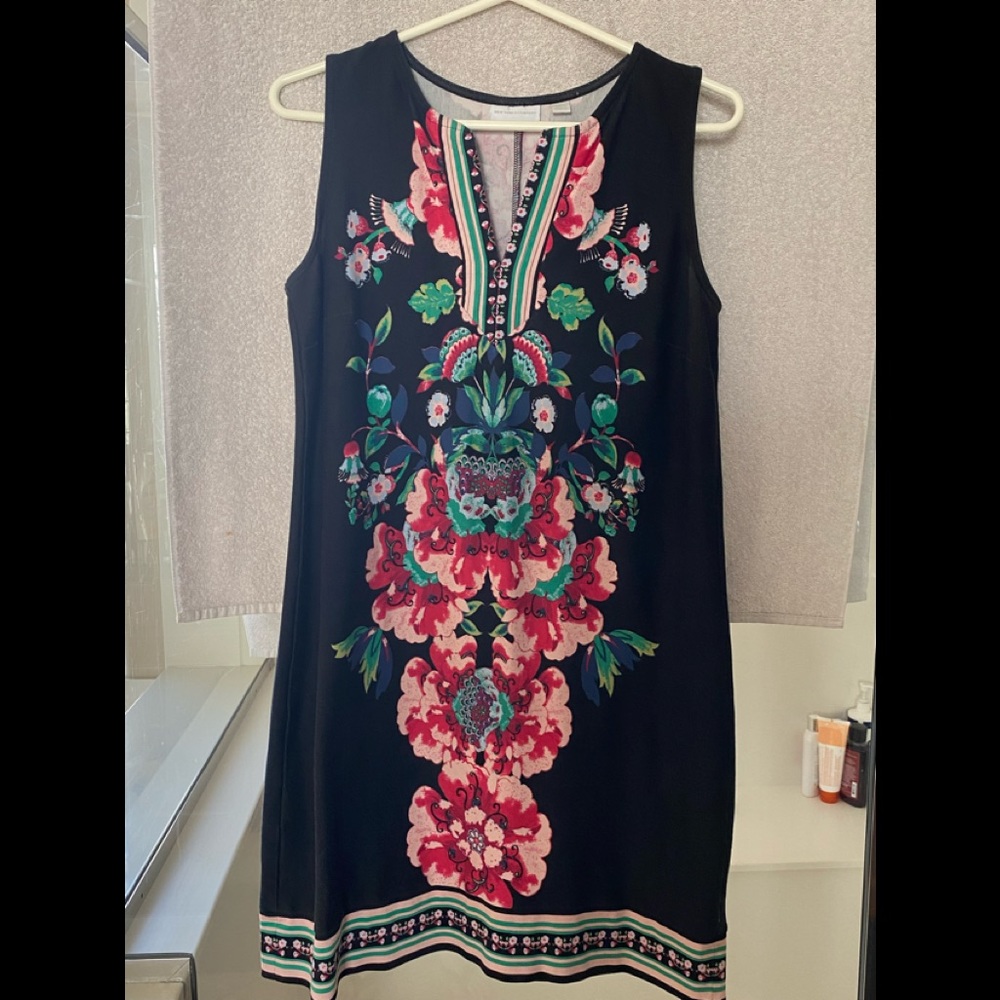 Floral black sleeveless dress